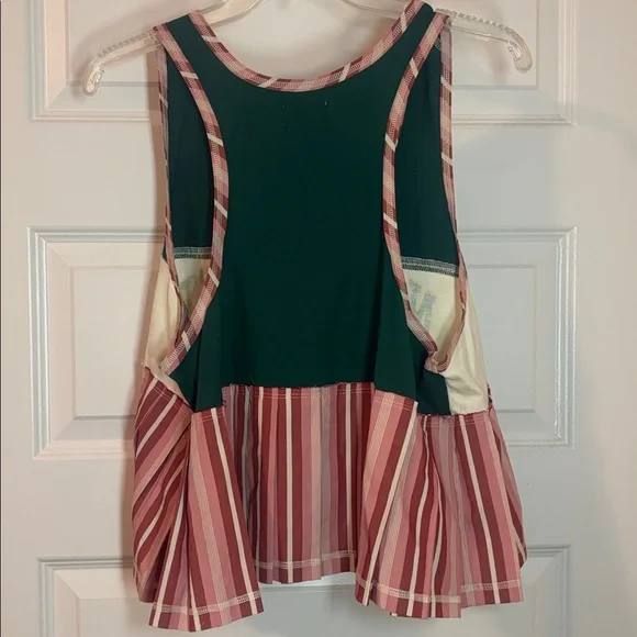 BDG Ace Spliced Graphic Pleated Peplum Tank Top SZ L Urban Outfitters Casual NWT - Picture 2 of 12